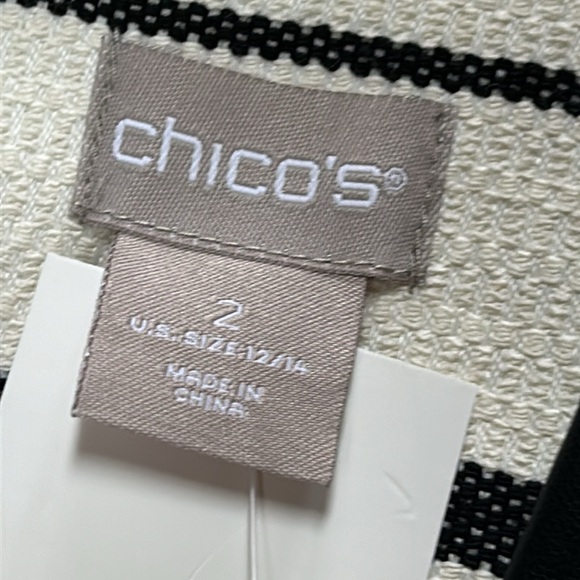 Chico’s Crossover Jacket ecru and black stripe. Size 2 (Medium).  NWT - Picture 4 of 13